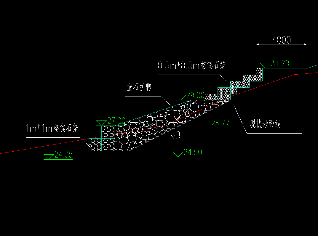 河道邊坡用鍍高爾凡格賓擋牆圖紙